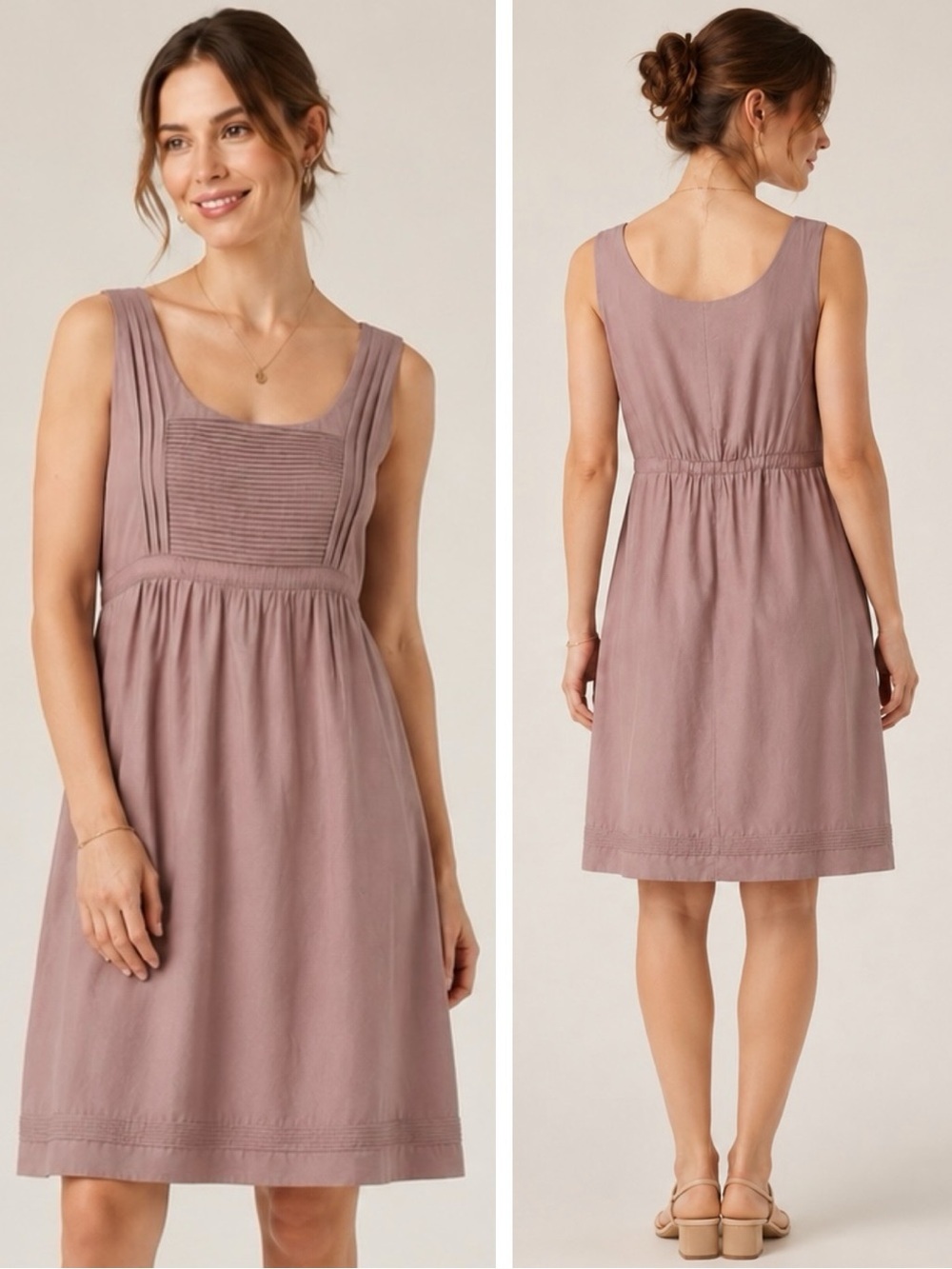 NWT Noa Noa Priceless Silk Mauve Pintuck Dress Medium